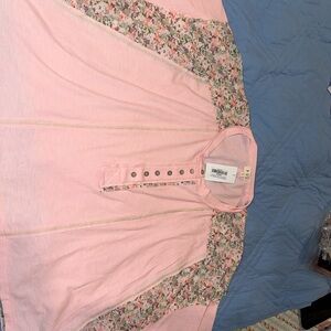 POL Pink Floral Button-Up Blouse